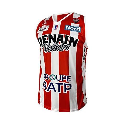 Denain Voltaire 2019-2020 - maglia ufficiale da basket, da bambino, bambini, maillot_ext_denain, rosso, fr: xxs (taille fabricant: 12 ans)