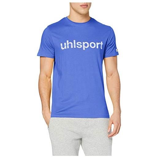 uhlsport essential promo, maglietta a mancihe corte con logo, blu (azurblau), xxs/xs
