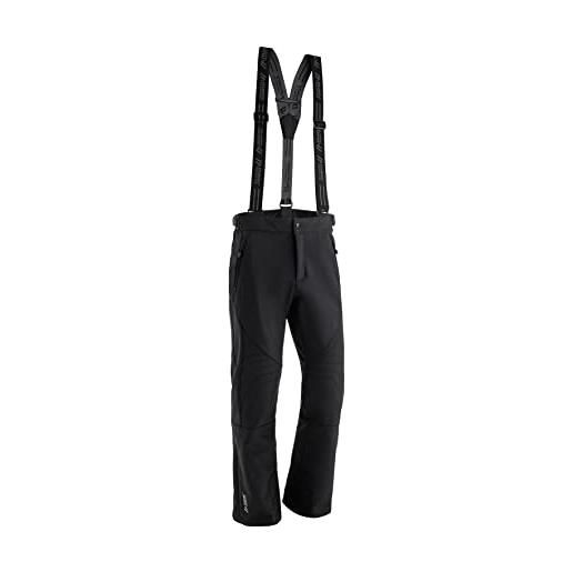 maier sports - pantaloni da sci per uomo softshell, nero (nero), 46