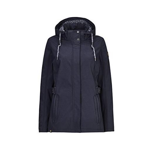 G.I.G.A. DX alkara, giacca in softshell casual con cappuccio rimovibile con chiusura lampo, incordata con interlock donna, blu navy, 42