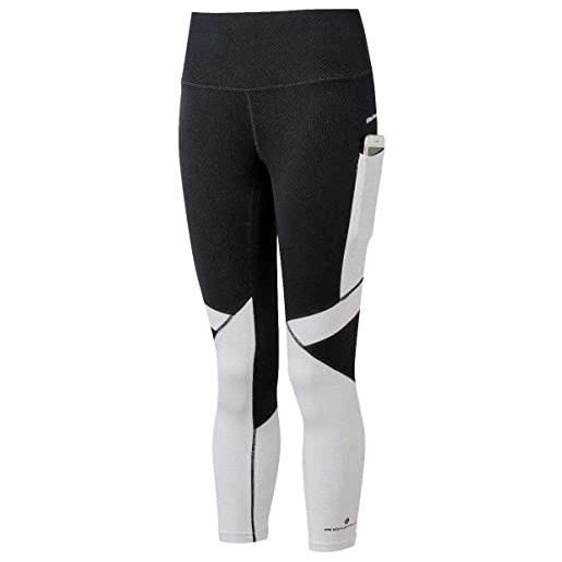 Ronhill tech revive crop - pantaloni stretti da donna, donna, rh-005182, nero/bianco brillante, 16