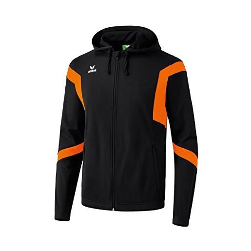 Erima classic team, giacca da allenamento con cappuccio unisex - adulto, nero/orange, xxl