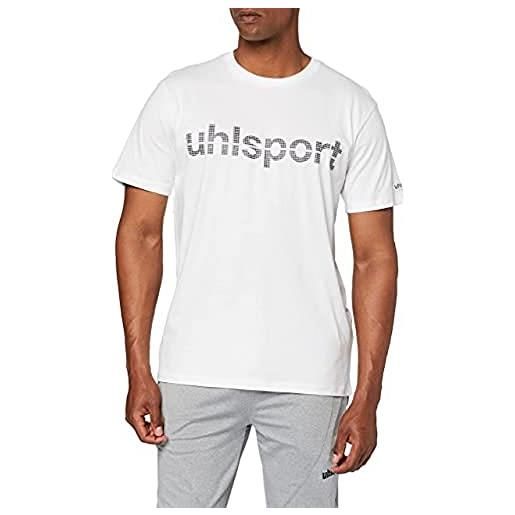 uhlsport essential promo, maglietta a mancihe corte con logo, verde (lagune), l