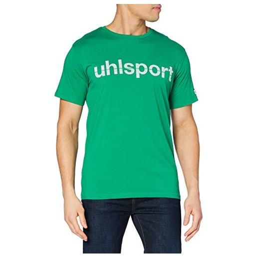 uhlsport essential promo, maglietta a mancihe corte con logo, rosso (rot), s