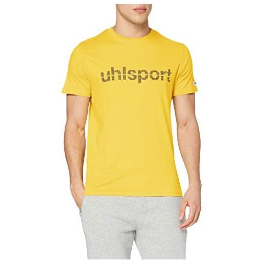 uhlsport essential promo, maglietta a mancihe corte con logo, bianco (weiß), xxs/xs
