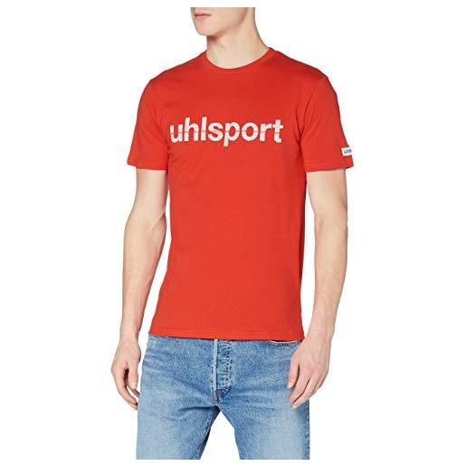 uhlsport essential promo, maglietta a mancihe corte con logo, rosso (rot), xs