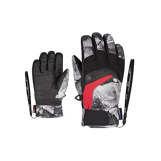 Ziener labino as(r) glove junior, guanti da sci/sport invernali, impermeabili, traspiranti. Bambino, stampa grigio, 4