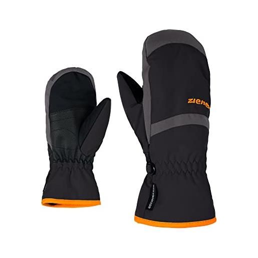 Ziener lejanos as(r) mitten glove junior, guanti da sci/sport invernali, impermeabili, traspiranti bambini, nero-black/graphite, 6