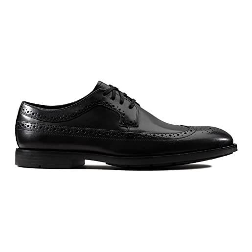 Clarks oliver lace 261435807, derby uomo, nero (black leather), 41 eu