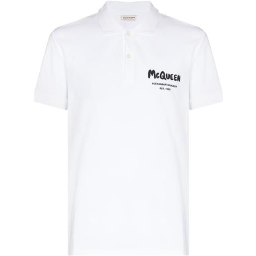 Alexander McQueen polo con logo - bianco