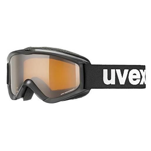 Uvex speedy pro, occhiali da sci per bambini, con intensificazione del contrasto, campo visivo ampliato, privo di appannamenti, black/lasergold, one size