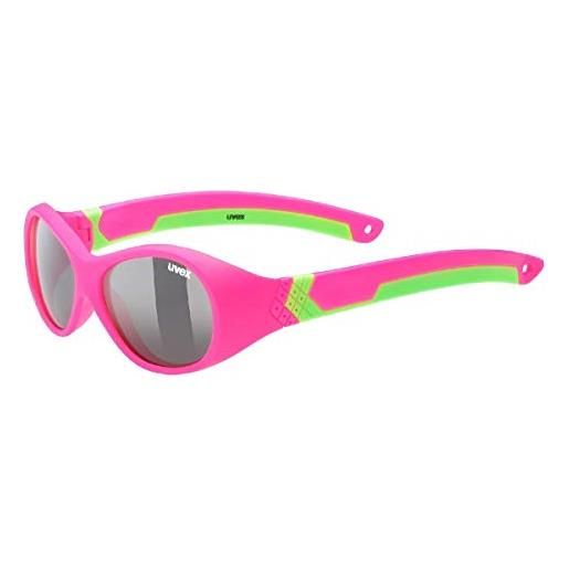 Uvex sportstyle 510, occhiali da sole per bambini, montatura leggermente deformabile, incl. Fascia, pink green/smoke, one size