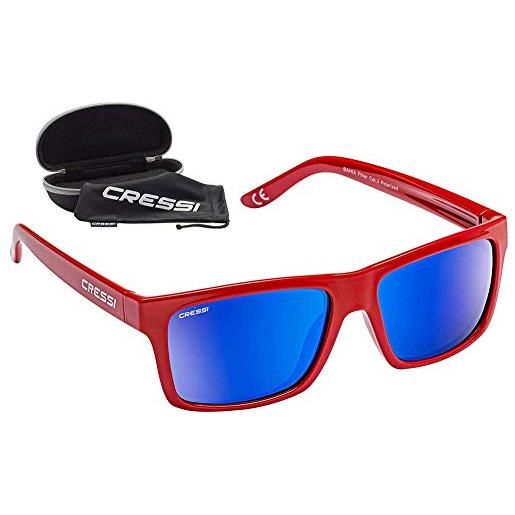 Cressi bahia floating sunglasses, occhiali galleggianti sportivi da sole unisex adulto, carbone/lente specchiate blu, unica