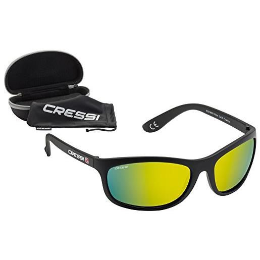 Cressi rocker sunglasses, occhiali da sole unisex-adulto, nero/lenti blu specchiate