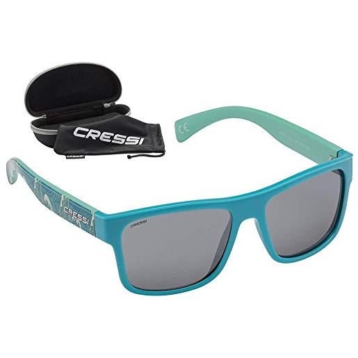 Cressi rio, occhiali sportivi da sole polarizzate/anti uv 100% unisex adulto, rosso/lenti specchiate blu, unica