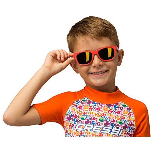 Cressi rash guard short jr, maglia protettiva in tessuto elastico con protezione solare uv (upf) 50+ bambini, arancio/blu royal, 3/4 anni 104 cm