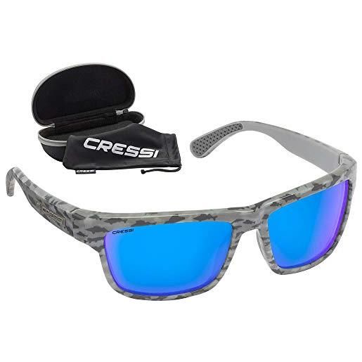 Cressi ipanema sunglasses occhiali da sole sportivi, unisex adulto, grigio mimetico/lenti blu specchiate