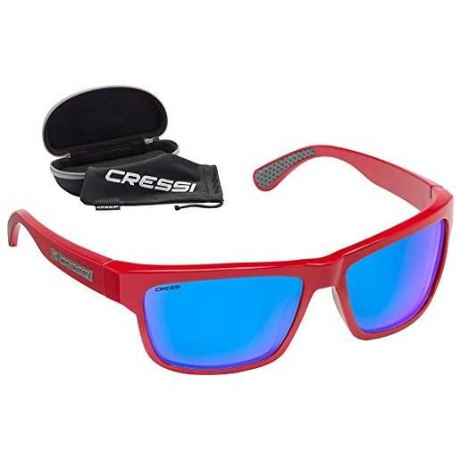 Cressi ipanema sunglasses occhiali da sole sportivi, unisex adulto, rosso/lenti blu specchiate