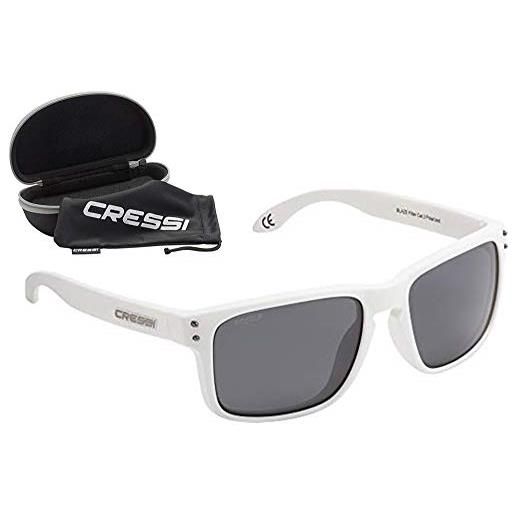 Cressi blaze sunglasses occhiali da sole con lenti htc polarizzate e idrorepellenti, unisex adulto, nero opaco/lenti grigio fumè