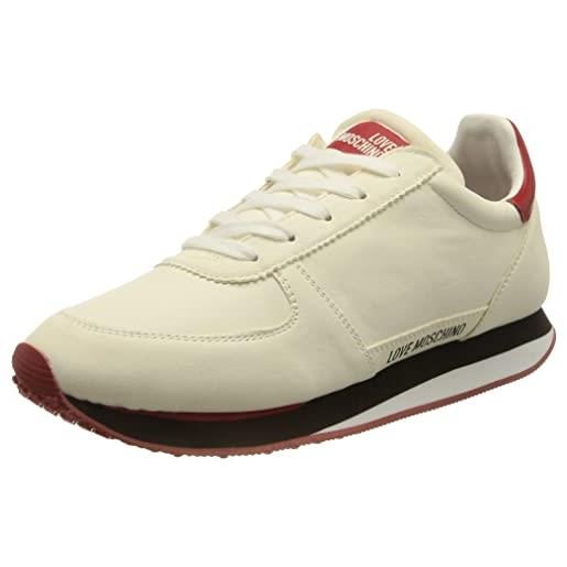 Love Moschino nuova pre-collezione primavera estate 2022, scarpe da ginnastica donna, bianco, 37 eu