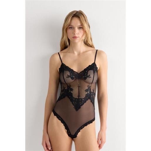 Intimissimi body in tulle e pizzo pretty flowers nero