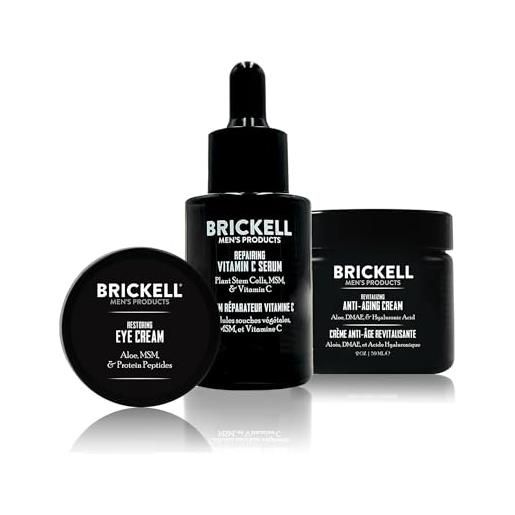 Brickell Men's Products brickell men's advanced anti-aging routine, crema viso notte, vitamina c viso e siero vitamina c, naturale e biologico, senza profumo