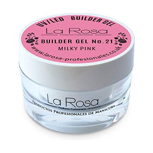 La Rosa Productos Profesionales builder gel per unghie uv/led - flessibile e moderatamente spesso, molto buono proprietà adesive (rosa latteo)