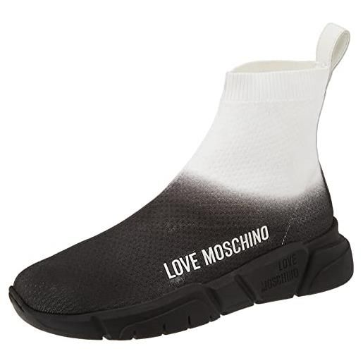Love Moschino nuova pre-collezione primavera estate 2022, scarpe da ginnastica donna, nero, 36 eu