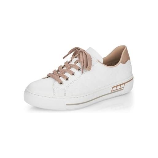 Rieker donna scarpe stringate l88w2, signora scarpe comode, scarpa bassa comfort, lacci, comodo, bianco (weiss / 80), 39 eu / 6 uk