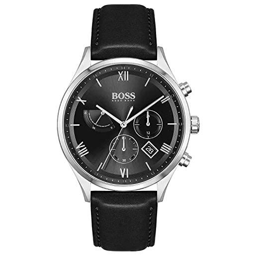 Boss orologio con cronografo al quarzo da uomo con cinturino in pelle nero - 1513888
