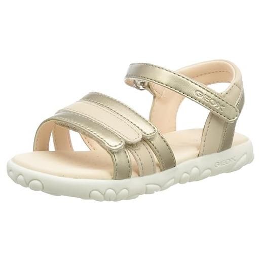 Geox j sandal haiti girl, sandali bambine e ragazze, bianco/argento (white/silver), 28 eu