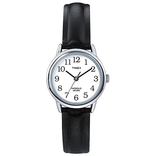 Timex easy reader t20441 orologio da donna con cinturino in pelle nera da 25 mm