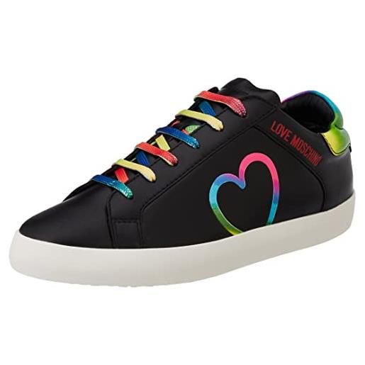 Love Moschino nuova pre-collezione primavera estate 2022, scarpe da ginnastica donna, nero, 39 eu