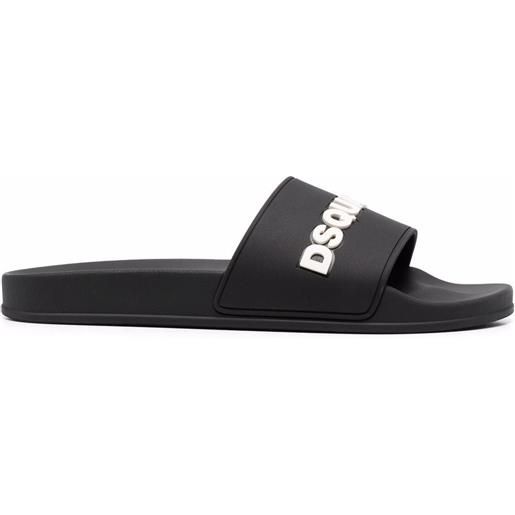 Dsquared2 sandali slides con logo goffrato - nero