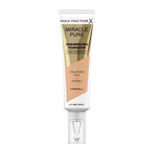 Max Factor miracle pure skin-improving foundation spf30 fondotinta idratante nutriente 30 ml tonalità 40 light ivory