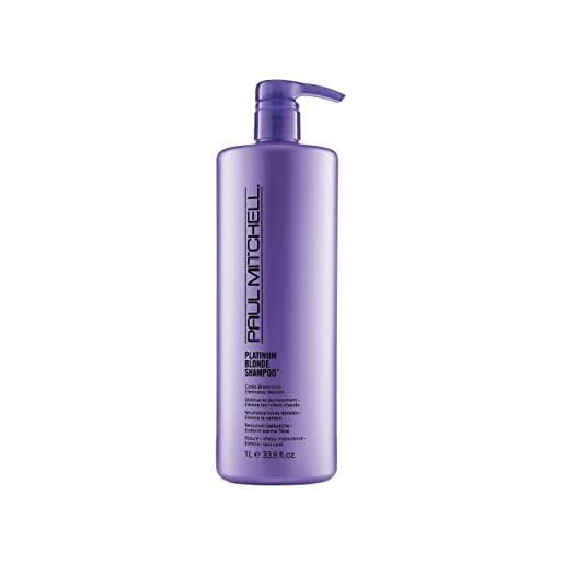 Paul Mitchell platinum blonde shampoo, neutralizzante e idratante, per capelli biondi, grigi e bianchi - 1000 ml
