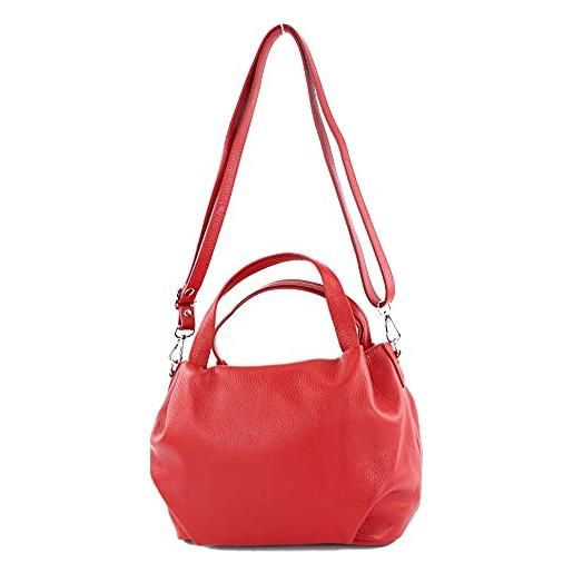 modamoda de t218 - borsa tracolla da donna, piccola, italiana, in pelle, marrone-rosso, small