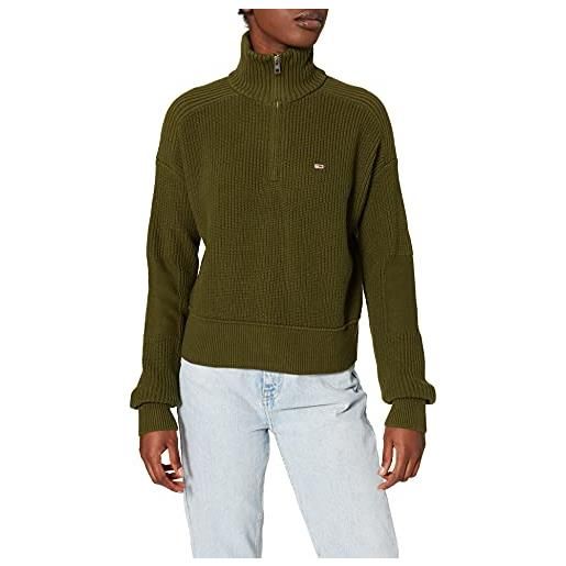 Tommy Jeans tjw utility half zip sweater pullover, northwood olive, xs regular donna