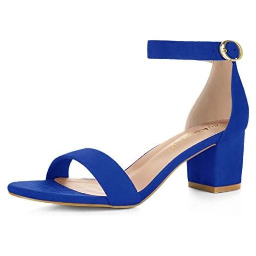 Allegra K sandali da donna con cinturino alla caviglia con tacco aperto, blu scuro, 40 eu