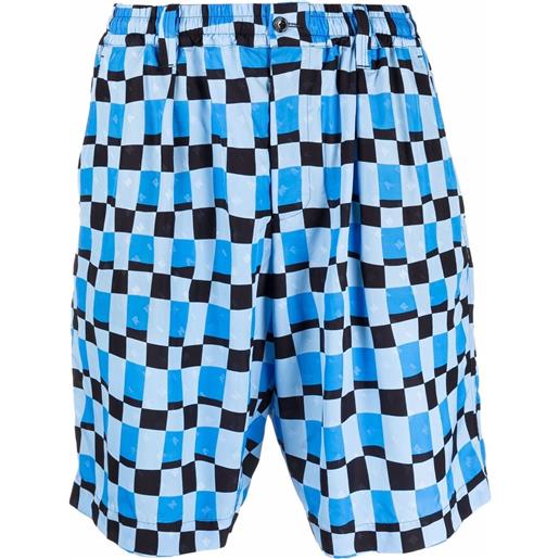 Marni shorts con motivo pied-de-poule - blu