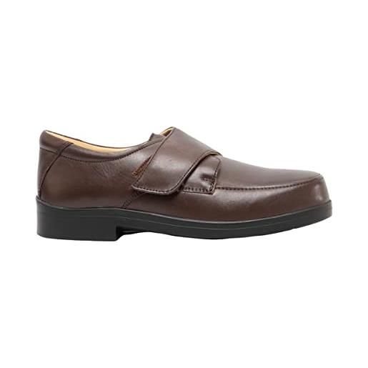 Roamers - scarpe in pelle con cinturino in velcro - uomo (42 eur) (marrone)
