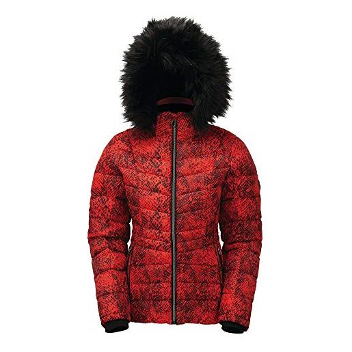 Dare 2B glamorize ii veste de ski isolante, imperméable respirante avec capuche détachable et jupe par-neige, giacca impermeabile e isotermica donna, seville red, fr: xs (taglia produttore: 8)