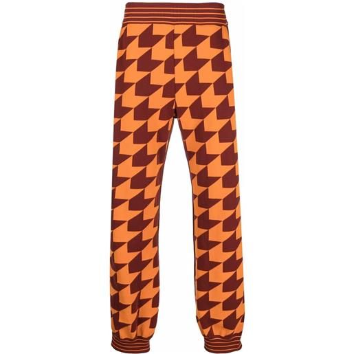 Marni pantaloni sportivi con motivo chevron jacquard - arancione