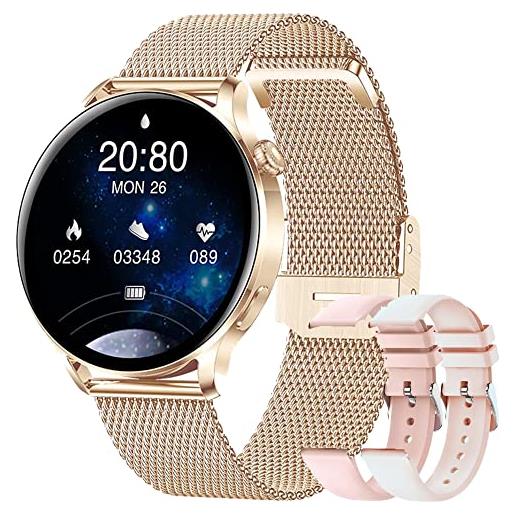 LWEARKD smartwatch donna, chiamata bluetooth, ip67 smart watch impermeabile con touch screen orologio digitale fitness tracker cardiofrequenzimetro monitor sanguigna contapassi activity watch per android ios