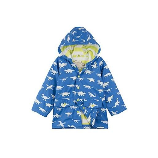 Hatley printed rain jacket impermeable, blu (colour changing dinosaur menagerie), 5 anni bambino