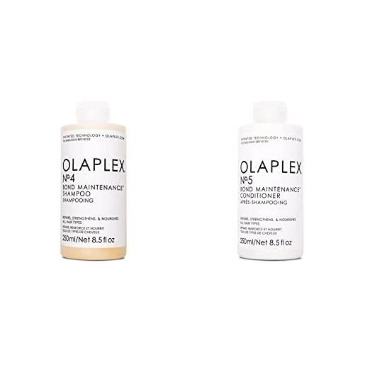 Olaplex no. 4 shampoo bond maintenance idratante, 250 ml + no. 5 balsamo bond maintenance