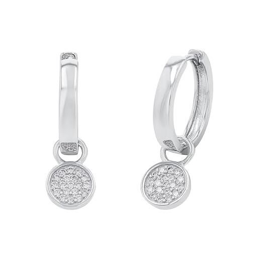 Amor creoles gioielli per orecchie da donna in argento 925, con zirconi sintetici, 2.6 cm, argento, in confezione regalo, 2026206