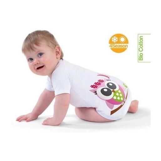 J Bimbi body 0-36m bio cotton 4season owl friends gufo rosa 3 pezzi