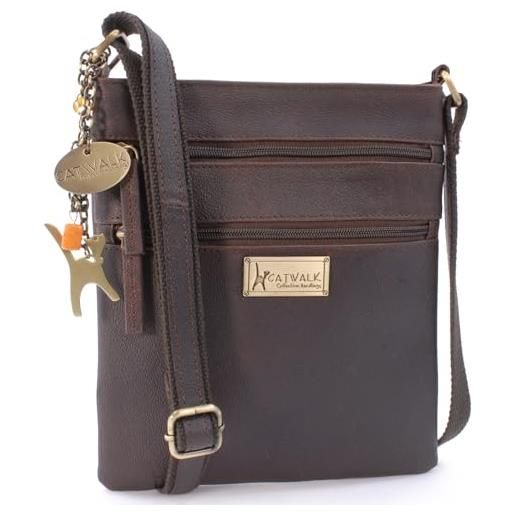 Catwalk Collection Handbags - vera pelle - piccolo borsa a tracolla/borse a mano/messenger/borsetta donna - per i. Phone - nadine - rosso