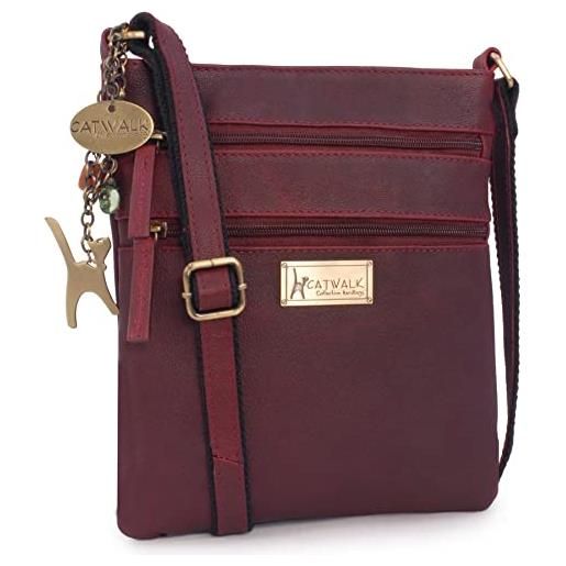 Catwalk Collection Handbags - vera pelle - piccolo borsa a tracolla/borse a mano/messenger/borsetta donna - per i. Phone - nnadine - marrone